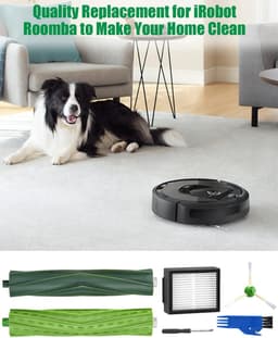 Reserveonderdelen geschikt voor iRobot Roomba E/I-serie, i7 i7+ i3 i3+ i4 i4+ E5 E6, borstelaccessoires geschikt voor iRobot Roomba, 2 sets rubberen borstels,8 hoogwaardige filters, 8 zijborstels — thumbnail 4