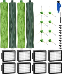 Reserveonderdelen geschikt voor iRobot Roomba E/I-serie, i7 i7+ i3 i3+ i4 i4+ E5 E6, borstelaccessoires geschikt voor iRobot Roomba, 2 sets rubberen borstels,8 hoogwaardige filters, 8 zijborstels — thumbnail 1