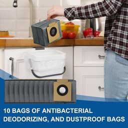 Set van 10 accessoires geschikt voor Eufy robotstofzuigers: stofzuigerzakken compatibel met Eufy X8 Pro en X10 Pro Omni. Stofzakken met 4 lagen en een grote capaciteit voor efficiënte en langdurige schoonmaakprestaties. — thumbnail 3
