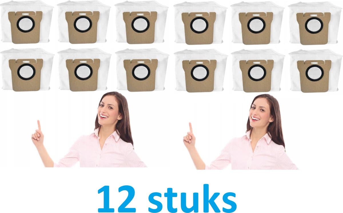 12 x Stofzakken Vervanging voor Dreame L20 Ultra/L10s Ultra/L10 Ultra - grote capaciteit - hoge kwaliteit - Dreame: Bot L20 Ultra Bot L30 Ultra Bot L10s Ultra Bot L10 Ultra Bot L10 Prime Xiaomi: Xiaomi Robot X10 Xiaomi Robot X10 Robot X20+ — afbeelding 1