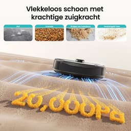 Lefant robotstofzuiger met dweilfunctie –20.000 Pa zuigkracht –Automatisch dweilen –Anti-klitsysteem – Herbruikbare stofbak – Geschikt voor huisdierhaar – Eenvoudig reinigen onder laag meubilair — thumbnail 2