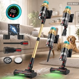 MUPOO Zuigkracht steelstofzuiger Draadloos 50KPa/650W met HEPA-filter-8 in 1 Snoerloze stofzuiger Zonder Zak - Handstofzuiger met 60 min accuduur & 1,2L stofreservoir-LED display -Anti-Klit Borstel voor Dierenharen, Tapijt,bank,Harde Vloeren — thumbnail 1