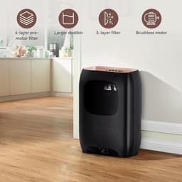 Elektrische Stoffer - Automatische Prullenbak - Snel Vuil Verwijderen - Handsfree Werking - 1500W Kracht - Zwart — thumbnail 2