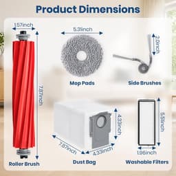 26-delige accessoires geschikt voor Roborock QV 35A/QV 35S/QREVO L/QR798/QR598 robotstofzuiger - 2 hoofdborstels, 4 HEPA-filters, 6 dweilpads, 6 zijborstels, 6 stofzakken, 1 schroevendraaier, 1 reinigingstool — thumbnail 2