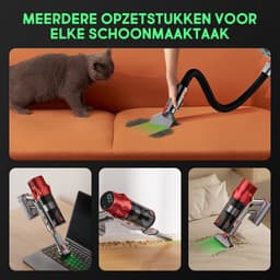 Hiaonyx steelstofzuiger - 9-in-1 steelstofzuiger draadloos - 75000pa - Met dierenborstel - LED Groene Stofdetectielamp - Geschikt voor Tapijten - Harde Vloeren en Dierenharen - 2-liter stofopvangbox - Goudkleurig — thumbnail 3
