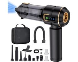 Handstofzuiger accu 4-in-1 met LCD-display, draadloze autostofzuiger 28000PA sterke zuigkracht, 3 zuigstanden, 240000 omw/min, mini stofzuiger met scherm voor auto, keuken, pc, bank, kantoor en thuisgebruik