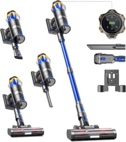Draadloze Stofzuiger - Steelstofzuiger Accu - Efficiënt Schoonmaken - Anti-klit Borstel - 65 Min Werktijd - Blauw — thumbnail 1