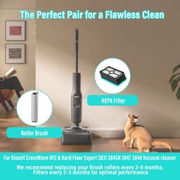 Dailygoods- Accessoireset voor Bissell CrossWave HF2 - 2 Borstelrollen - 2 HEPA-filters - Reserveonderdeel - Nat- en droogstofzuiger - Microvezel voor harde vloeren - Stofzuigeraccessoires — thumbnail 4