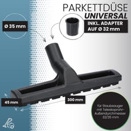 Dailygoods- Zuigmond Universeel 32/35mm - Vloermondstuk voor Harde Vloeren - 2 Wielen - Nylon Haar - Geschikt voor Siemens, Miele, Bosch - Vloerzuigmond — thumbnail 3