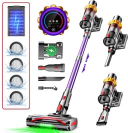 Hiaonyx steelstofzuiger - 9-in-1 steelstofzuiger draadloos - 75000pa - Met dierenborstel - LED Groene Stofdetectielamp - Geschikt voor Tapijten - Harde Vloeren en Dierenharen - 2-liter stofopvangbox - Goudkleurig — thumbnail 1