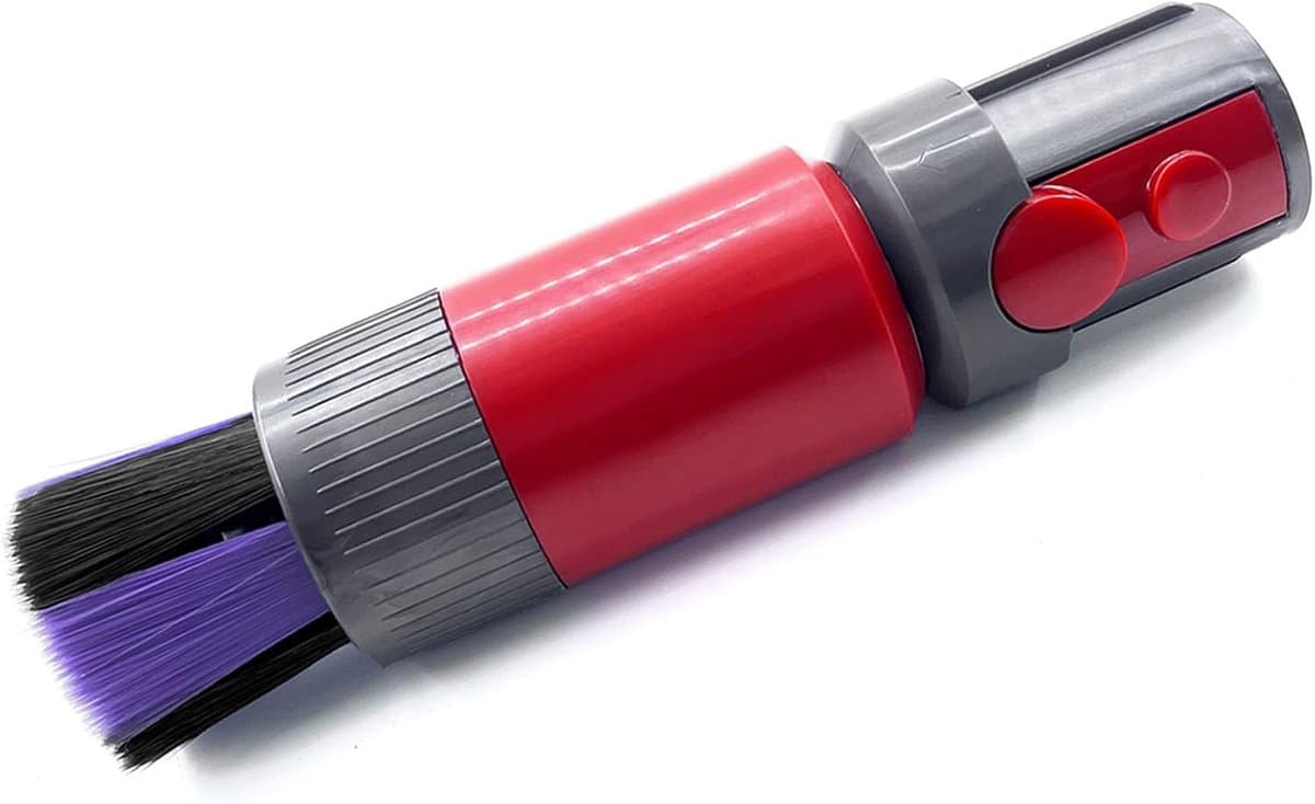 Zachte Stofzuigerborstel - Krasvrije Opzetborstel - voor Oppervlakken - Antistatische Stofborstel - met Zachte Haren - Roterende Zuigmond - voor Toetsenbord, Auto en Meubels - Grijs en Rood — afbeelding 1