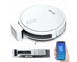Cesulan 3-in-1 Robotstofzuiger met Laadstation – Robotstofzuiger met Dweilfunctie – Automatisch leegstation – Dweilrobot robotstofzuiger met Opvangbak – 3000 Pa – App Bediening – Gyroscoopnavigatie – 140 min batterij