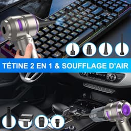 Handstofzuiger - Mini stofzuiger - Auto reinigen - Borstelloze motor - 18000 Pa - Zwart — thumbnail 3