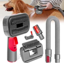 2-in-1 huisdierborstelset voor Dyson V7/V8/V10/V11/V15 – Huisdierborstelset – Voor katten en honden – Huisdierverzorging – Zelfreinigend en zacht – Grijs-rood — thumbnail 4