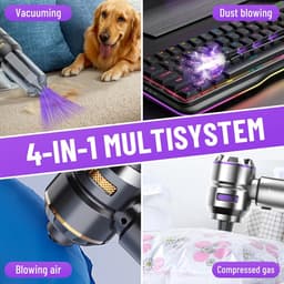 Handstofzuiger - Draagbare Bladblazer - Auto en Huis - 4-in-1 Multifunctioneel - 22000 Pa - Zilverpaars — thumbnail 3