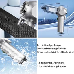 Handstofzuiger, handstofzuiger, 6-in-1, 22000 Pa, draadloos, oplaadbaar, 7800 mAh, glasbreker en veiligheidsgordelsnijder voor het reinigen van auto's, kantoren en huizen [Energieklasse A++] — thumbnail 2