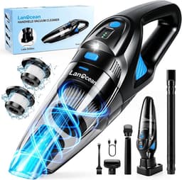 Handstofzuiger Accu met Laadstation - Zwart - Draadloze Handstofzuiger met LED-verlichting - Voor Auto en Huishouden — thumbnail 1