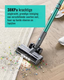 Luxe Steelstofzuiger – Draadloos – Stofzuiger zonder Zak op Accu – Wireless Vacuum Cleaner – 38000PA Zuigkracht – LED Verlichting – 450W – Grijs — thumbnail 4