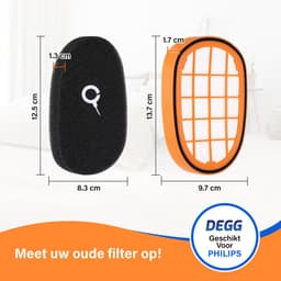 DEGG® - 4x filter geschikt voor Philips speedpro max aqua 7000 en 8000 series - steelstofzuiger - schuimfilter - vervangt fc5005/01 - cp0663/01 - cp1100/01 - wasbaar - multipack — thumbnail 2