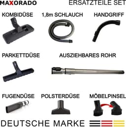 MAXORADO Stofzuiger Set 8-delig - Combi vloerzuigmond + parketzuigmond + telescopische buis + handgreep + flexibele slang + meubelborstel + spleetzuigmond + meubelzuigmond - geschikt voor Miele S8, S8 Serie, C3 — thumbnail 5
