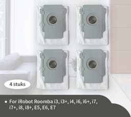 Replacements® Stofzuigerzakken geschikt voor Irobot Roomba e5 e6 e7 i1 i1+ i3 i3+ i4 i4+ i5 i5+ J5 J5 combo i6 i6+ i7 i7+ J7 J7+ i8 i8+ - 4 stuks — thumbnail 1