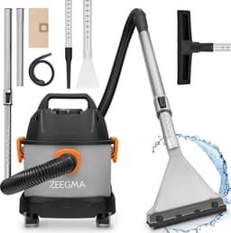 Zeegma Pro Compact – Stofzuiger / Bouwstofzuiger / Waterstofzuiger / Tapijtreiniger – Met en zonder zak – Natte reiniging en wateropzuiging – HEPA + waterfilter – 1000W – 6L tank – Blaasfunctie – Compact formaat – Bereik 12m – Garage, auto en woning — thumbnail 1