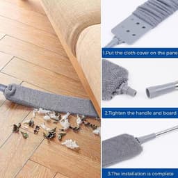 Microfiber Stofwisser - Lange Steel - Onder Meubels Reinigen - Buigbare Kop - Uittrekbaar - Grijs — thumbnail 2