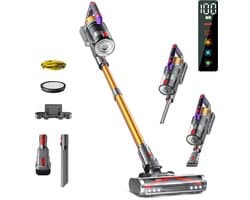 Jensaro S17 Draadloze Steelstofzuiger - 550W - 55KPA Krachtige Stofzuiger - Anti-Klit Borstel - 60 Min Accuduur - LCD Display