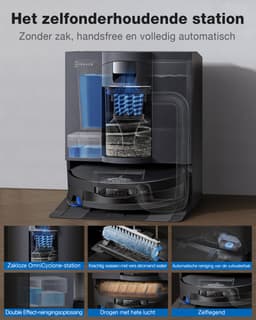 ECOVACS DEEBOT X12 OmniCyclone Robotstofzuiger – FocusJet 46.000 Pa vlekbehandeling – Herbruikbare stofbak – PowerBoost snelladen– 22.000 Pa zuigkracht – OZMO Roller 3.0 – ZeroTangle 4.0 – AIVI 3D 4.0 – 75°C heet water – 1.000 m² — thumbnail 3
