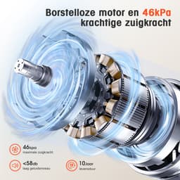 Elekiatech Steelstofzuiger- 46000Pa - 50 Minuten Gebruikstijd - 8 Kegel Filtersysteem Steelstofzuiger Draadloos - 1,5 L Stofbak - 2200 mAh Accu - voor Tapijten en Harde Vloere - Paars — thumbnail 3