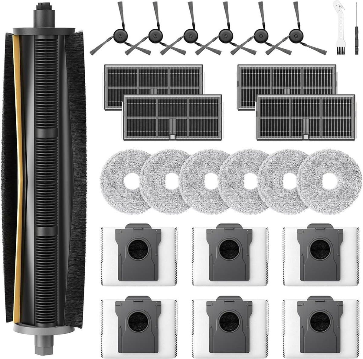 25-delige accessoire set Geschikt voor Dreame X40 Ultra Complete/X40 Ultra/L40 Ultra stofzuigers: 1 hoofdborstel, 6 stofzakken, 6 dweilen, 4 filters — afbeelding 1