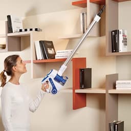 Draadloze Steelstofzuiger - Lichtgewicht Reiniger - Snel Huis Schoonmaken - Cycloontechnologie - 40 Min Werktijd - Wit/Blauw — thumbnail 3
