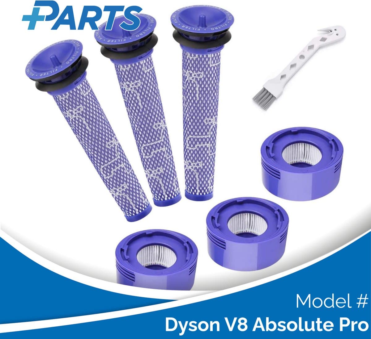 Dyson V8 Absolute Pro Filters (7 Stuks, Plus.Parts® alternatief voor 965661-01 / 967478-01) — afbeelding 1