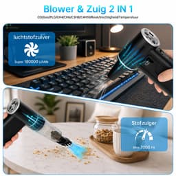 Air Duster 180000 RPM - Blazen & Zuigen - Draadloze Luchtblazer en Kruimeldief - Compressed air - Auto Stofzuiger - Perslucht computer - 8000 mAh - USB-C - voor Computer en Auto — thumbnail 3