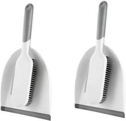 Handbezem Stofblik Set - Schoonmaak Set - Bureau Reinigen - Flexibele Borstels - 2 Sets - Grijs — thumbnail 1