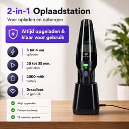 Hiton Kruimeldief snoerloos - Handstofzuiger - Auto stofzuiger - Kruimelzuiger - Oplaadstation - Zwart - 3 opzetstukken — thumbnail 2