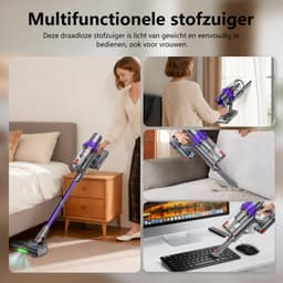 Vovtenza Steelstofzuiger Draadloos – Stofzuiger Zonder Zak – 70.000 Pa – Draadloze Stofzuiger – Krachtig - Kruimeldief – Dierenharen – LED Zuigmond – Lichtgewicht – Premium Paars — thumbnail 2
