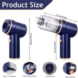 Draadloze Handstofzuiger – 3-in-1 – Oplaadbaar – Mini Stofzuiger en Persluchtblazer – Voor Huis, Auto en Huisdierenhaar — thumbnail 4