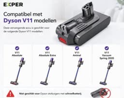 EXPER – Accu geschikt voor Dyson V11 Absolute Pro, Fluffy en Motorhead – Click Type – Li-ion met filterset — thumbnail 2