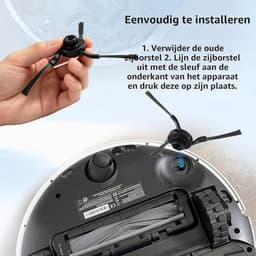 Zijborstels voor Dreame L10s Ultra Gen 3 Robotstofzuiger - 6 stuks Vervangende Borstels, Zwart — thumbnail 4