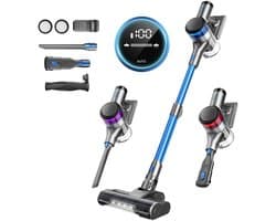Sellino Stofzuiger - Draadloze Steelstofzuiger - Handstofzuiger - 400W - 4 Reinigingsstanden - Krachtige Zuigkracht - Blauw
