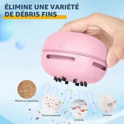 Mini-bureaustofzuiger - energiebesparend - Handstofzuiger - USB-oplaadbaar - Ontwerp voor toetsenbord/thuis/school/kantoor - Voor Gumrestjes, Stof, Kruimels, Computertoetsenborden en Autoreiniging - Draadloos 360º roterend ontwerp - Roze — thumbnail 3