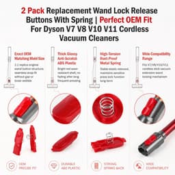 2 veervergrendelingsknoppen voor Dyson V7 V8 V10 V11 V15, rode bevestigingsclip voor gemotoriseerde borstel, zuigbuis - ShopVlot — thumbnail 5