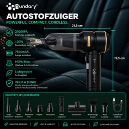 Mundary Kruimeldief Snoerloos – Auto Stofzuiger Draadloos – 27.000 Pa Zuigkracht – Kruimelzuiger met Blaas- en Zuigfunctie – USB-C Oplaadbaar — thumbnail 4