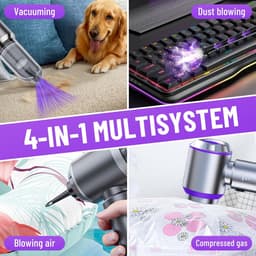 Draadloze Kruimeldief - Mini Stofzuiger - Auto en Huis - 4-in-1 Functies - 22000 Pa - Lila — thumbnail 3