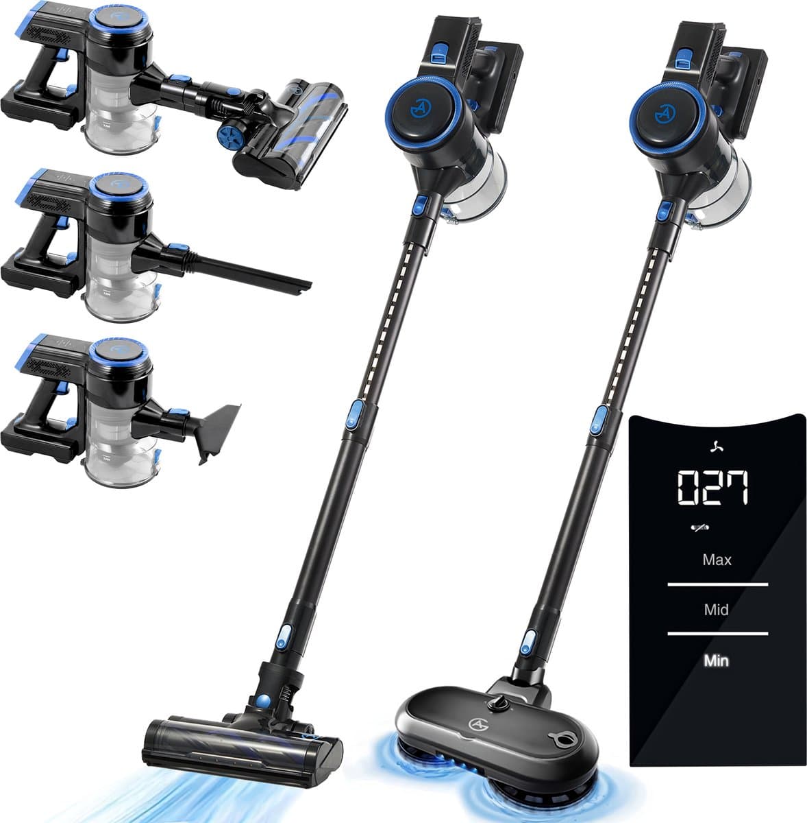 AG4100+ Steelstofzuiger Draadloos – Met Dweilfunctie 2 in 1 – Midnight Blue – Krachtige Stofzuiger Zonder Zak – Geschikt voor Dierenharen – Compact & Lichtgewicht Kruimeldief — afbeelding 1
