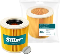 Sillar Stofzuigerzakken synthetisch, 4 stuks + 1x stofzuigerfilter versterkt met gaas - met bevestigingsplug - set voor stofzuigers - compatibel met Karcher WD1 WD2 WD3 WD3.200 KWD1 KWD2 KWD3 SE4 SE4001 SE4002 - vervangers — thumbnail 2
