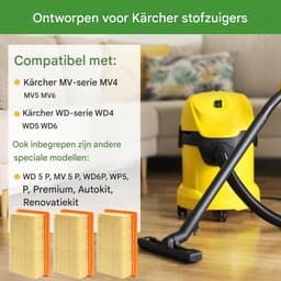 GELLDG 3 stuks stofzuigerfilters - Vervangend plat geplooid filter - Geschikt voor Karcher MV4 MV5 MV6 WD4 WD5 WD6, WD4P WD5P WD6P nat- en droogstofzuigers — thumbnail 2