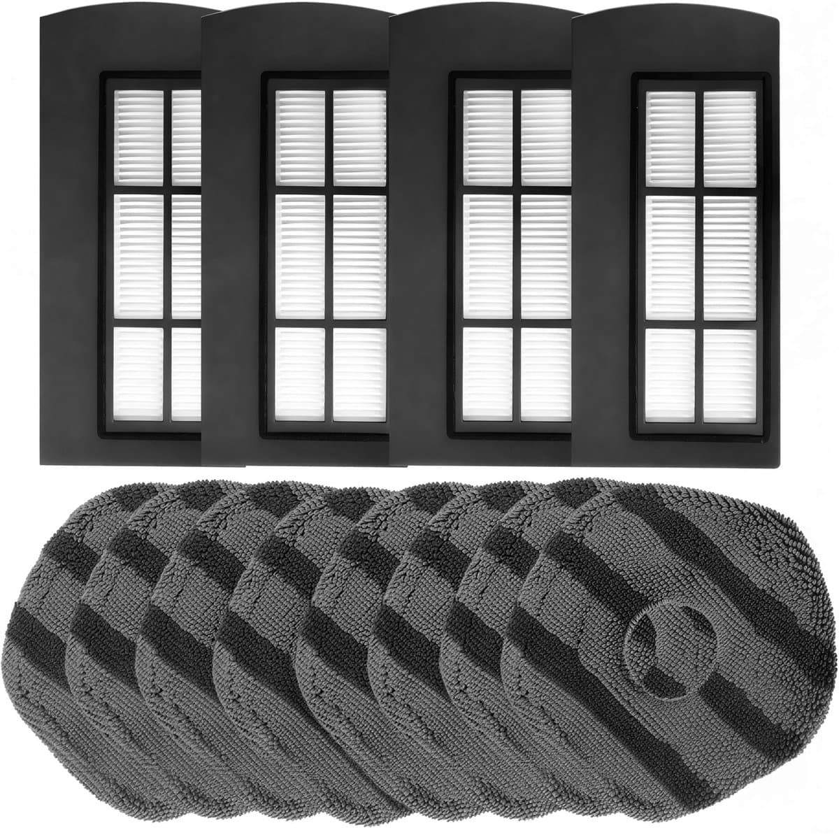 4x Filter, 8x Dweil doeken Geschikt voor Eufy X9 Pro - Vervangingsset Mop Pads — afbeelding 1