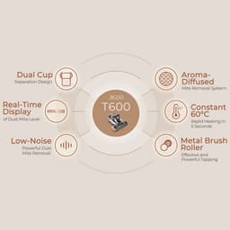 JIGOO T600 Beddenmatras Stofzuiger Grijs-EU-Dual Cup Design - 99,99% Huismijtverwijdering met Aroma-Diffused Systeem — thumbnail 4
